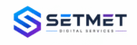 Setmet Digital Services modern blue and purple gradient logo with stylish geometric S icon on white background
